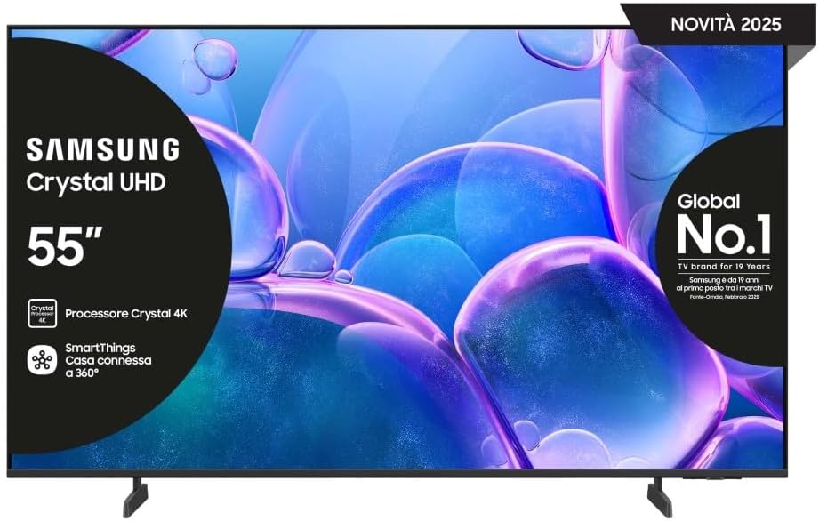 Crystal UHD 4K Smart TV 55'' UE55U7000FUXZT, Crystal 4K Processor, HDR, Smart Experience, OTS Lite & Adaptive Sound, Metal Stream Design, 2025