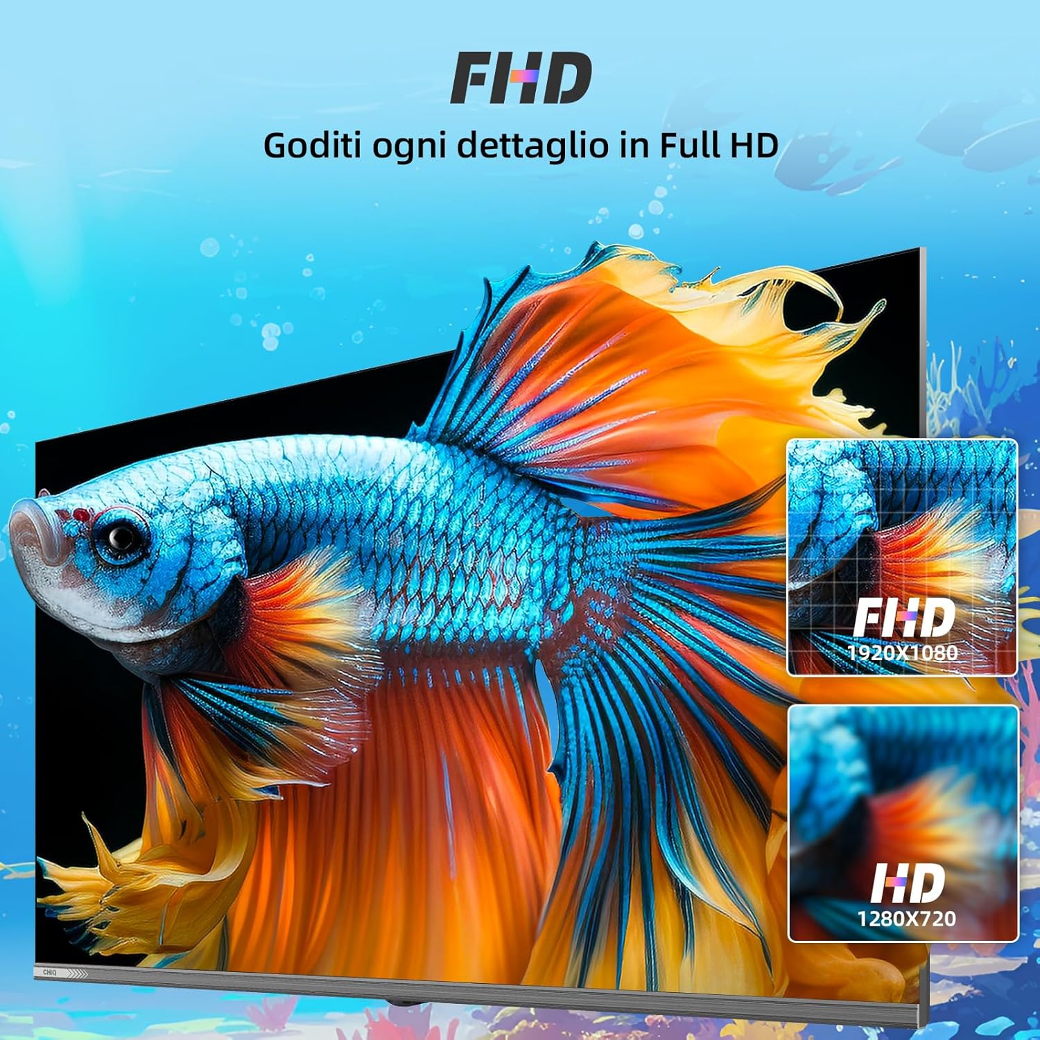CHiQ TV 40 Inch (100cm) L40M9G, Smart TV, FHD, Google TV, HDR10, DVB-T2, Dolby Audio, Built-in Chromecast, HDMI*3, Frameless in Metal 2025