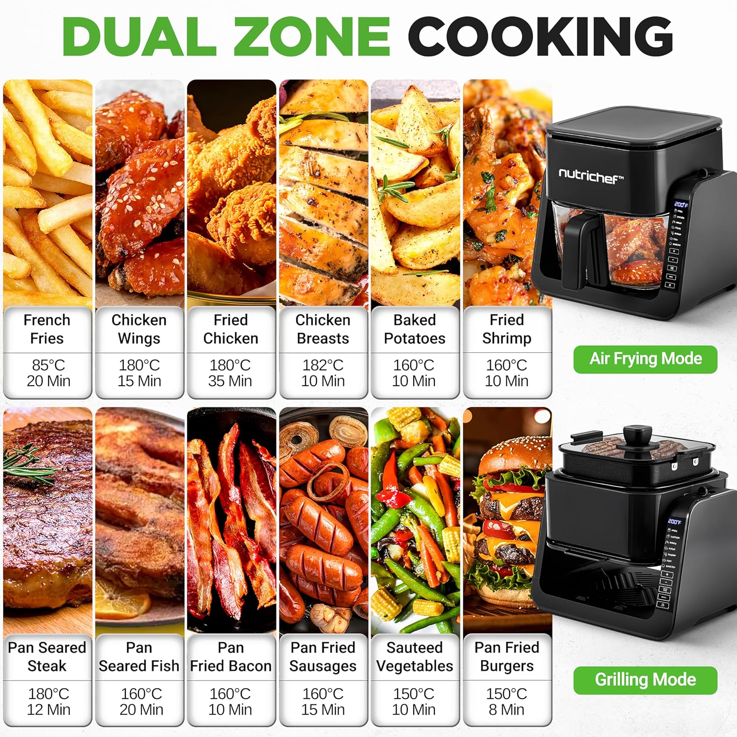 Air Fryer and Grill 4L 7-in-1 Preset Cook Modes Black