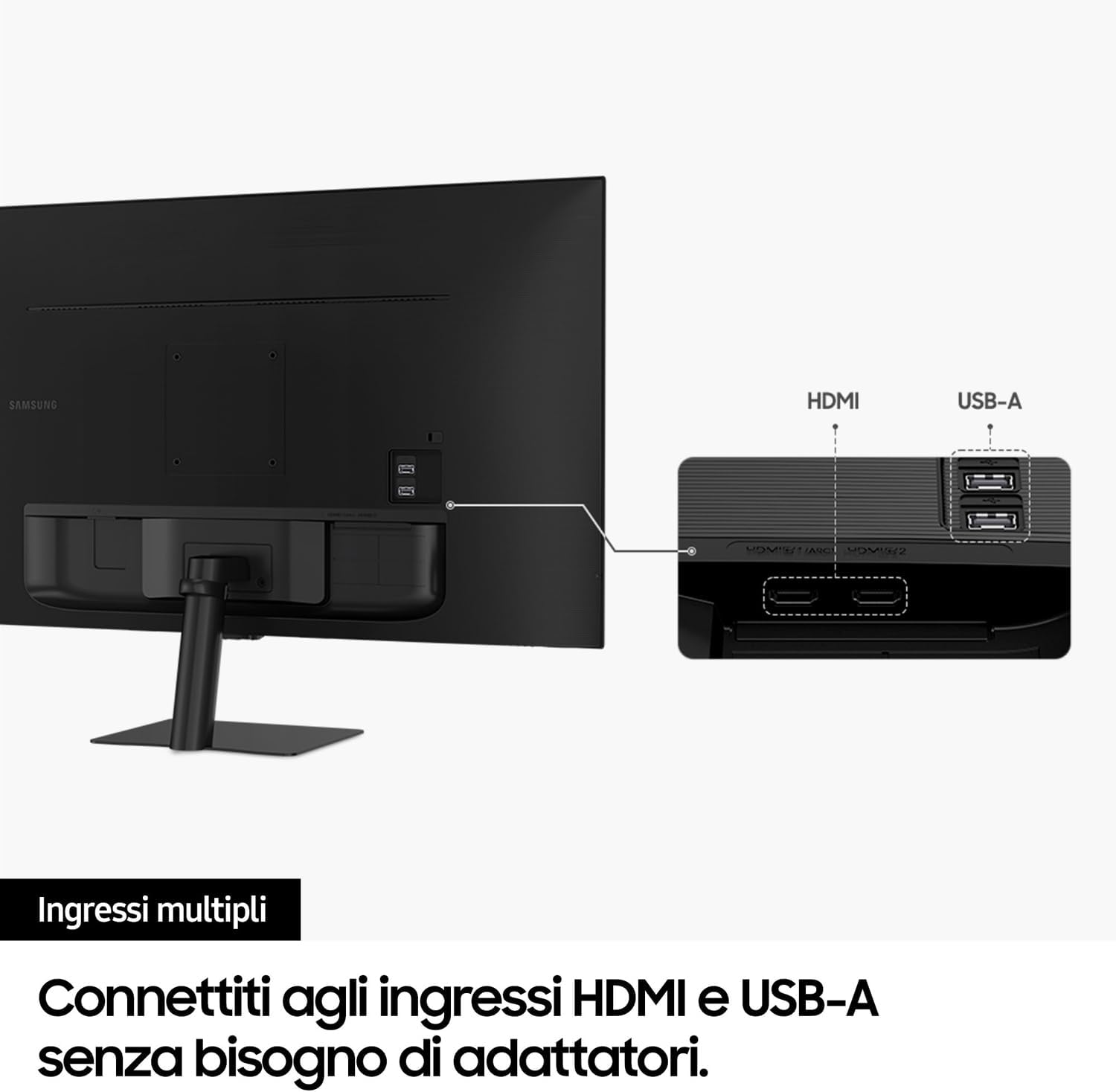 Smart Monitor M5 (S32DM502), Flat 32'', 1920x1080 (Full HD), Smart Hub with app of streaming, Office 365, Gaming Hub, Speaker integrati, Telecomando, Wi-Fi, HDMI, USB