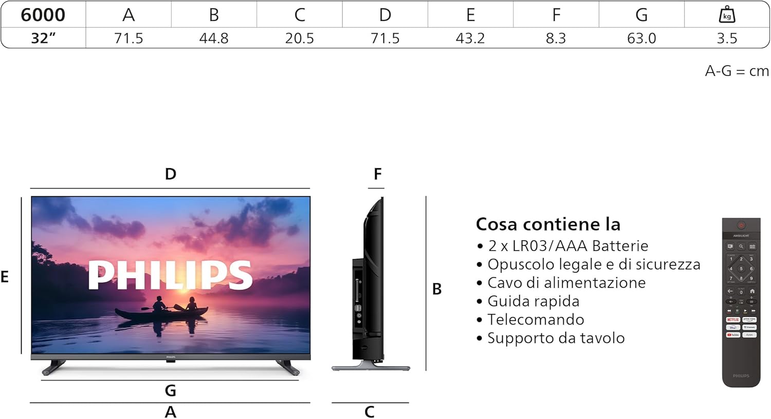 32PFS6000 HD LED Smart TV - Display 32'' with Pixel Plus, Platform Titan OS and Dolby Digital Sound - Works with Alexa and Google Voice Assistant