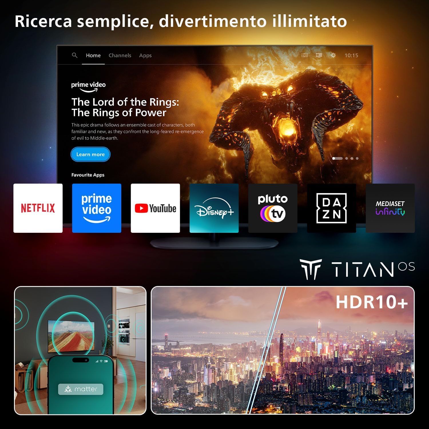 43PUS7810 4K LED Smart TV - Display 43'' with Platform Titan OS, Pixel Precise Ultra HD and Dolby Atmos Sound - Works with Alexa and Google Voice Assistant
