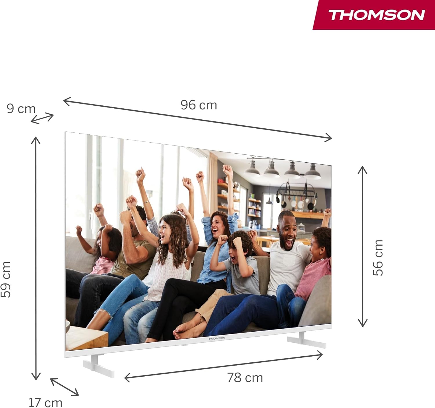 Thomson 43 Inch (109cm) 4K Ultra HD White Smart Google TV, Wi-Fi, Dolby Audio, HDR10, Bluetooth 5.1, Triple-Tuner (Cable/Satellite/Antenna), HDMI, CI+, A+ Pannello - 43UG4S14W