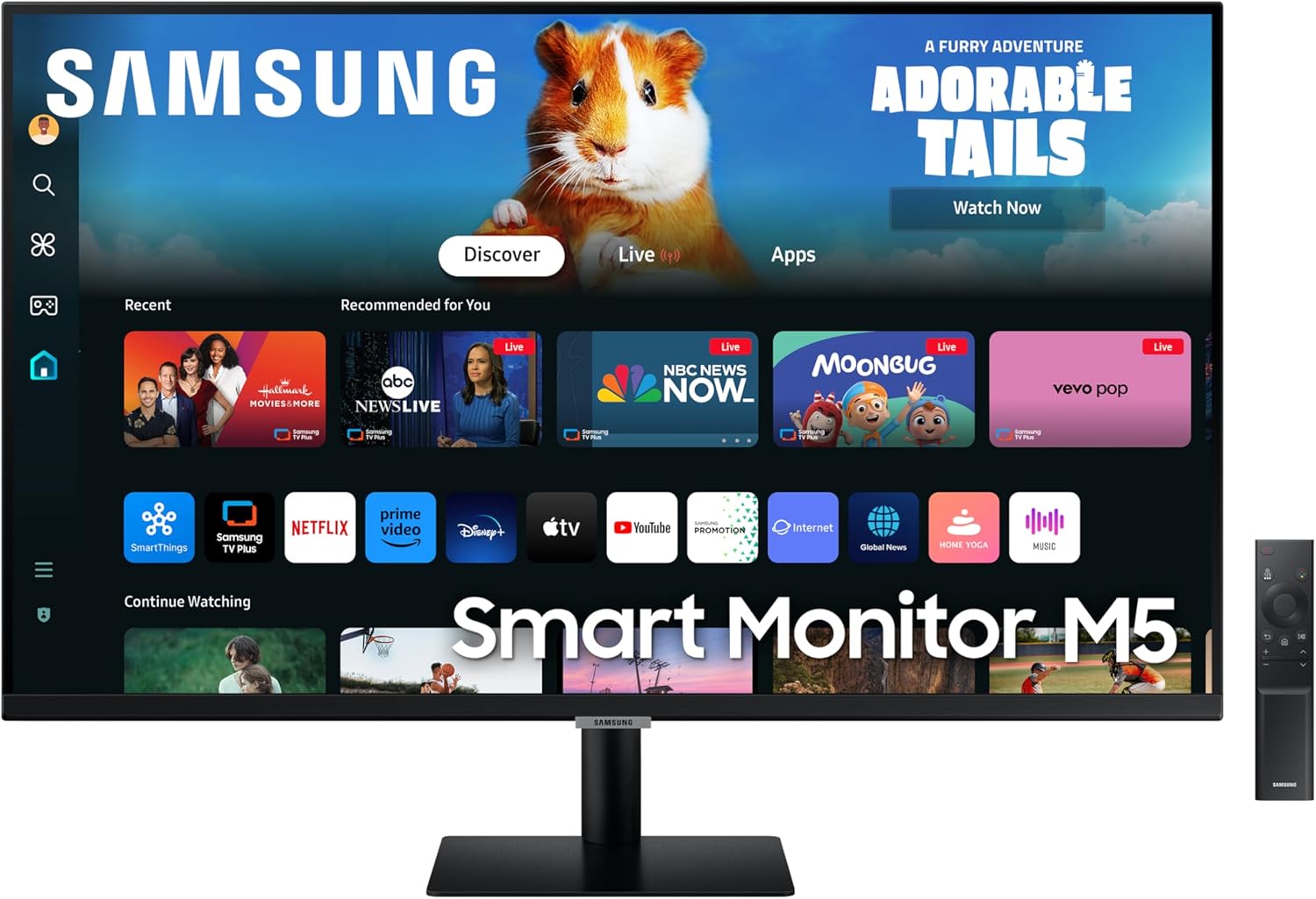 Smart Monitor M5 (S32DM502), Flat 32'', 1920x1080 (Full HD), Smart Hub with app of streaming, Office 365, Gaming Hub, Speaker integrati, Telecomando, Wi-Fi, HDMI, USB
