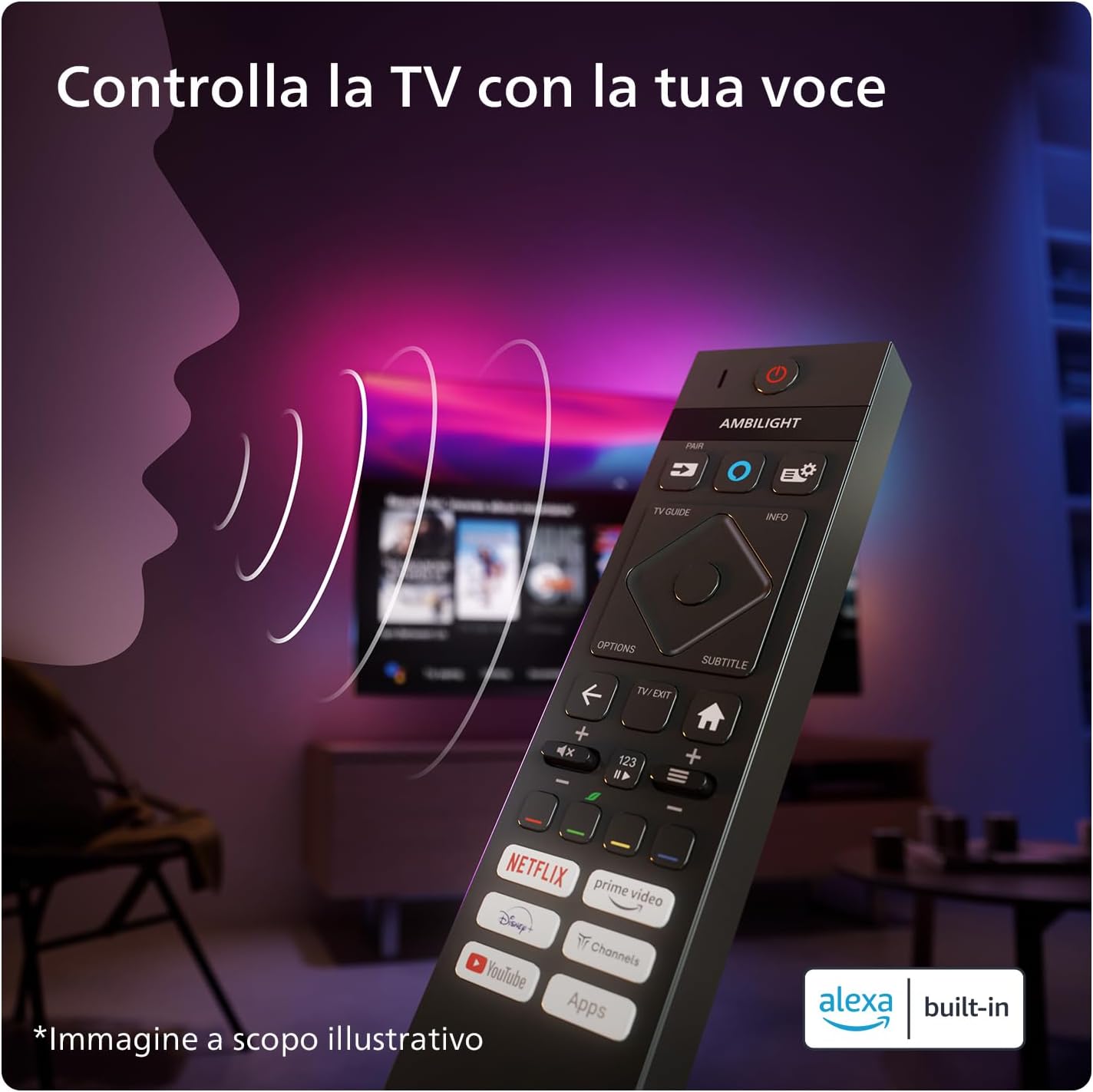 Ambilight 55PUS8109 4K LED Smart TV - Display 55'' with Platform Titan OS, Pixel Precise Ultra HD and Dolby Atmos Sound, Works with Alexa and Google Voice Assistant - Chrome Satinato