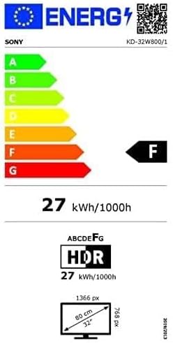 BRAVIA KD-32W800 - Smart TV 32 Inch, HD Ready LED, HDR, Android TV, KD32W800PAEP [Energy Efficiency Class F]