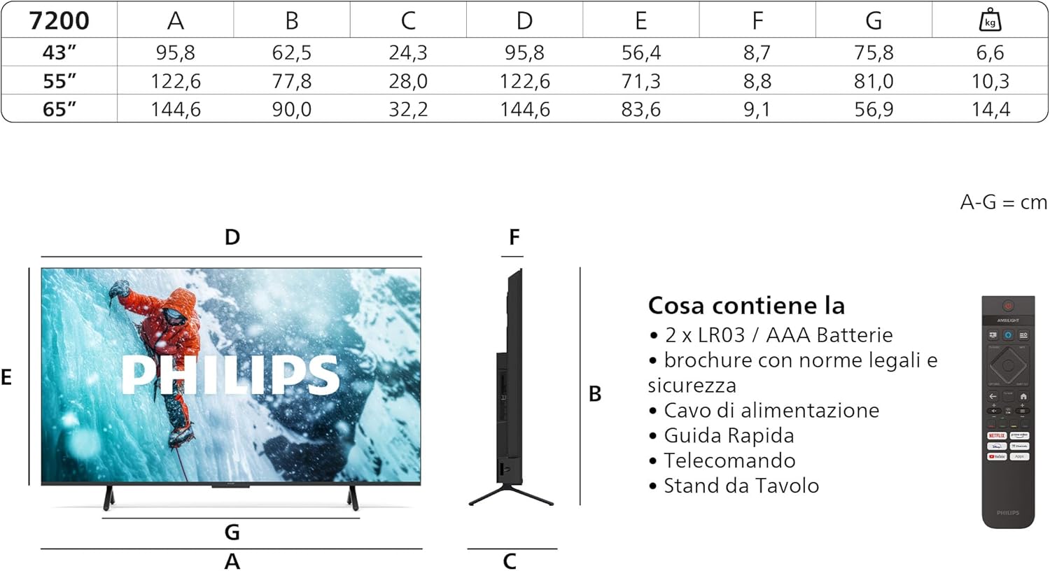 55PUS7200 4K LED Smart TV - Display 55'' with Platform Titan OS, Pixel Precise Ultra HD and Dolby Atmos Sound - Works with Alexa and Google Voice Assistant