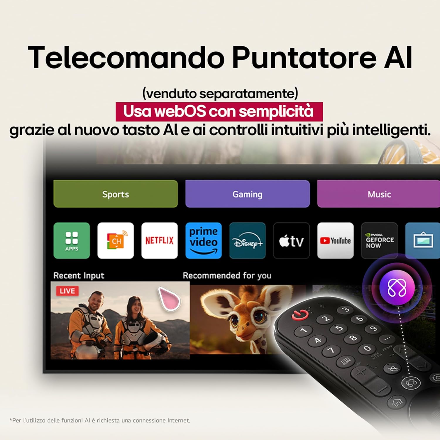 webOS UHD AI UA75 TV 43 Inch, Smart TV 4K Ultra HD, Processore α7 Gen8, webOS with AI, Filmmaker mode, HDR10, Gaming with VRR 4K@60Hz, Game Optimizer, Wi-Fi, 43UA75006LA 2025