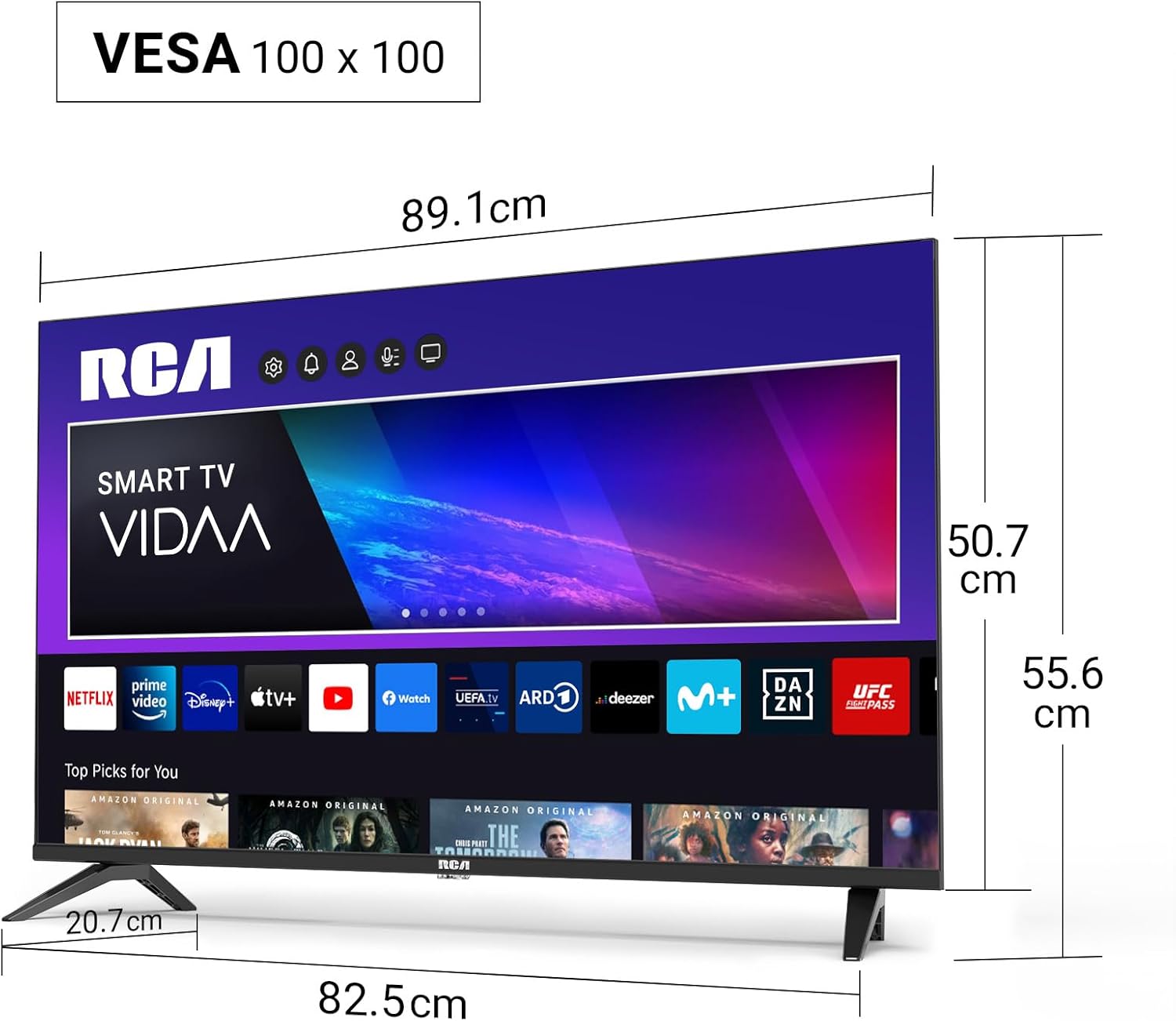 RCA Smart TV 40 Inch VIDAA Full HD Triple Tuner DVB-T/T2-C-S/S2, Wi-Fi, HDMI, USB, CI/CI+, Hotel Mode (VRS40FQ1, 2024)