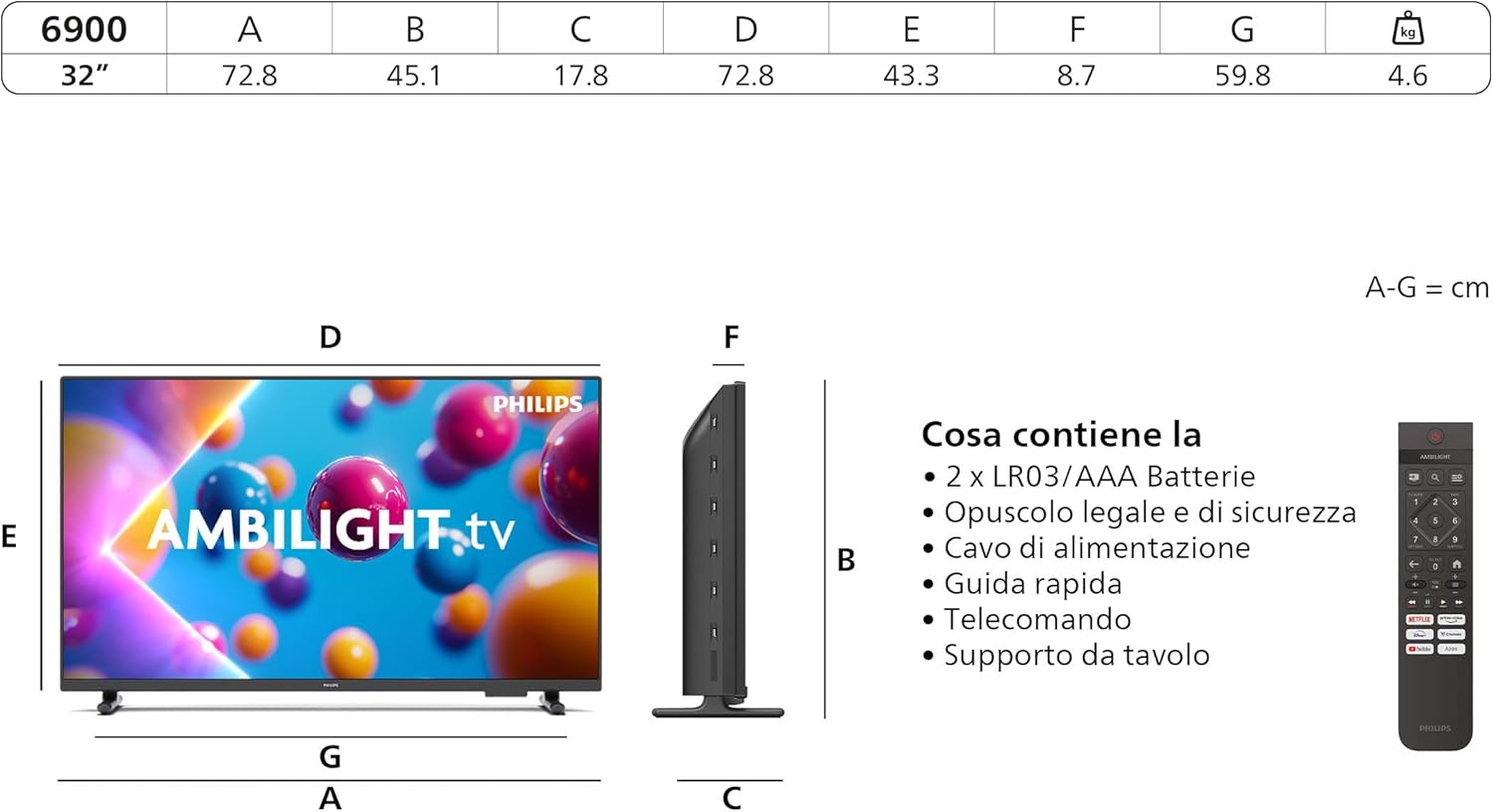 32PFS6900 HD LED Smart TV - Display 32'' with Pixel Plus, Platform Titan OS and Dolby Digital Sound - Works with Alexa and Google Voice Assistant
