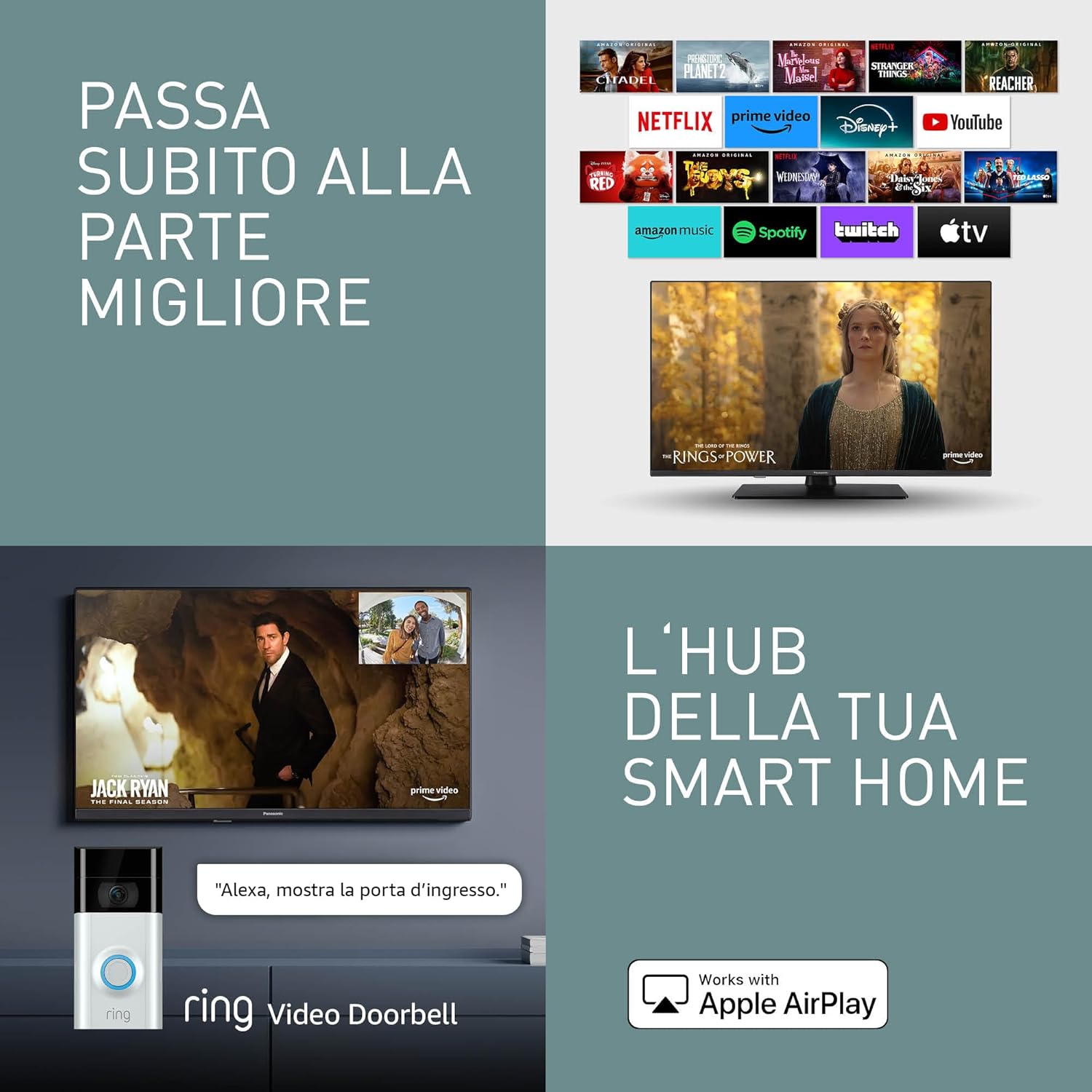 Panasonic TV-32S55AEZ, Series S55 32 Inch Smart TV LED Full HD, 2024, Fire TV, HD Colour Engine, HDR, Alexa Voice Control, Game Mode, Media Player, for un'Esperienza Viewing Ottimale