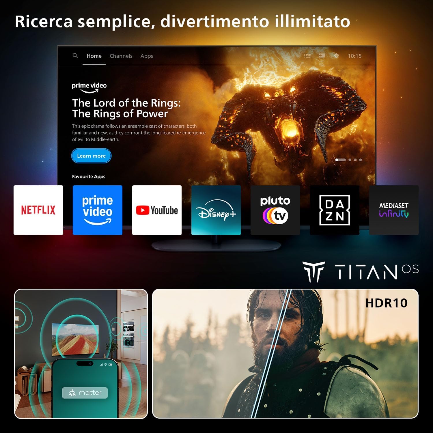 32PFS6000 HD LED Smart TV - Display 32'' with Pixel Plus, Platform Titan OS and Dolby Digital Sound - Works with Alexa and Google Voice Assistant