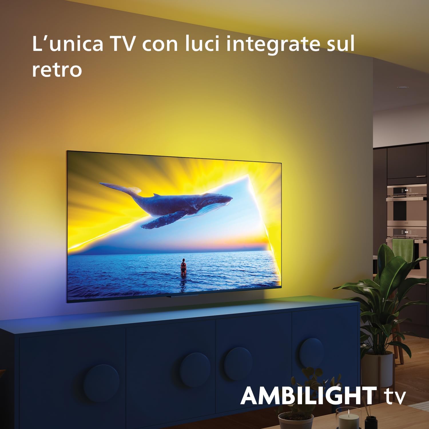Ambilight 55PUS8109 4K LED Smart TV - Display 55'' with Platform Titan OS, Pixel Precise Ultra HD and Dolby Atmos Sound, Works with Alexa and Google Voice Assistant - Chrome Satinato