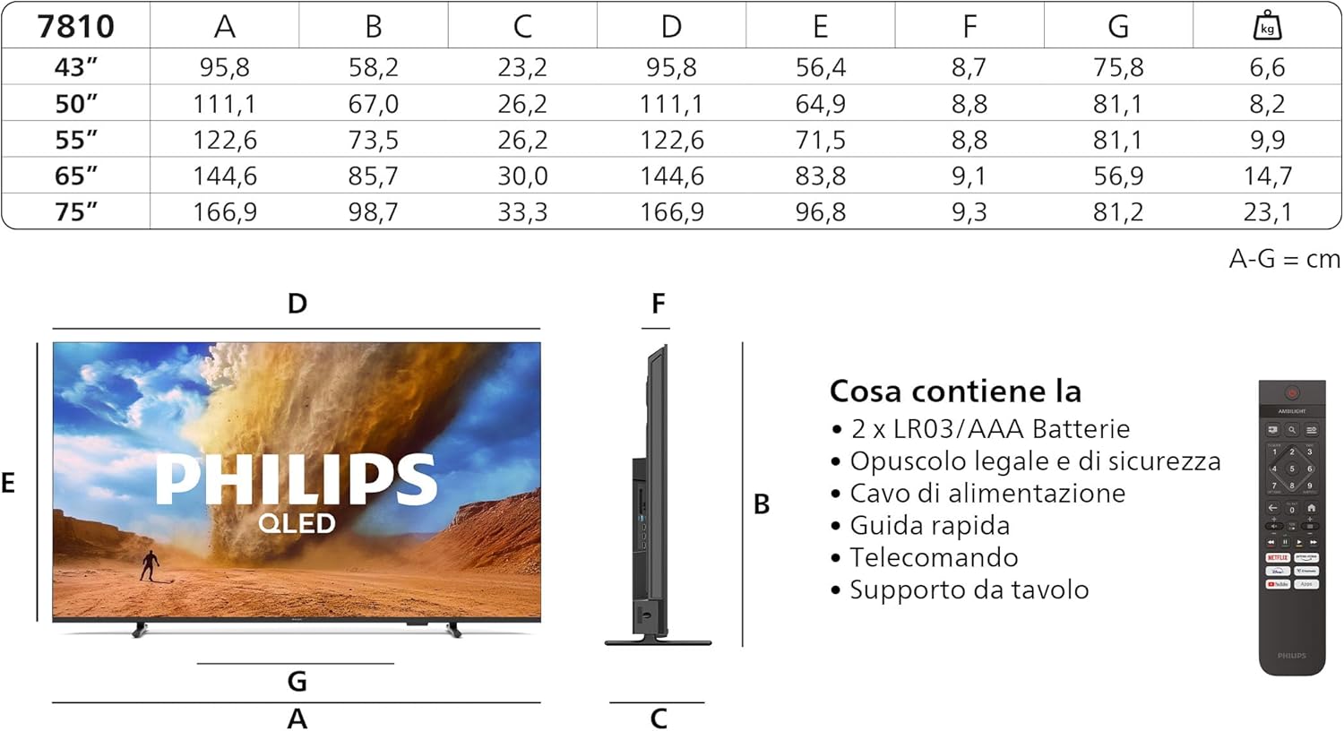 43PUS7810 4K LED Smart TV - Display 43'' with Platform Titan OS, Pixel Precise Ultra HD and Dolby Atmos Sound - Works with Alexa and Google Voice Assistant